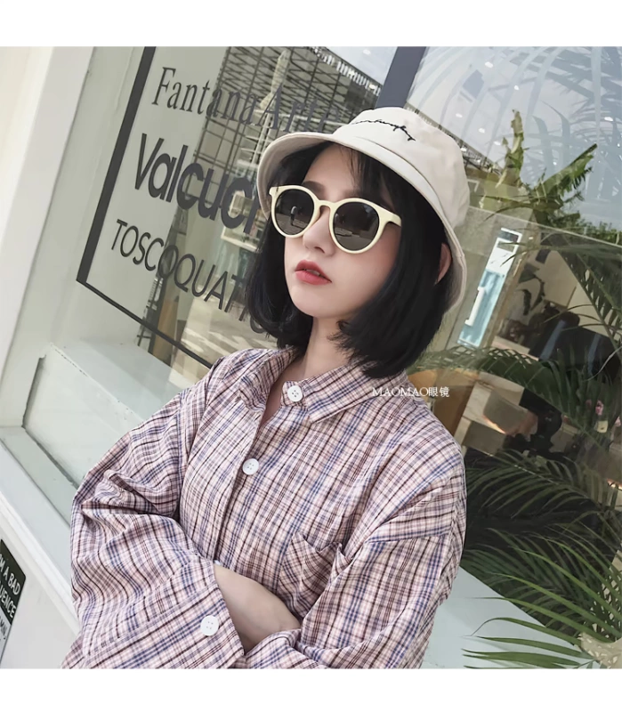 2018 mới Hàn Quốc thủy triều retro khung tròn ulzzang đường phố kính râm nhỏ khung nhỏ hoang dã lưới đỏ ins kính râm nữ tròng kính đổi màu