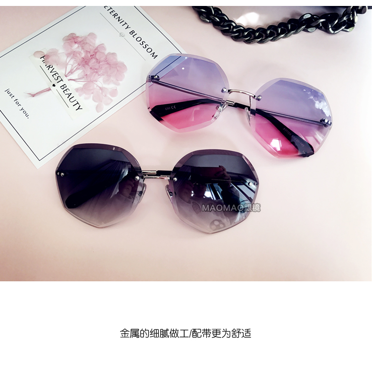 2017 new bãi biển sunglasses nữ triều tròn mặt ngôi sao với đoạn net red sunglasses thanh lịch triều kính thời trang dài mặt kính thời trang nữ