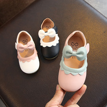 Girls leather shoes baby soft-soled non-slip Bean shoes 2021 Spring and Autumn new little girl single shoes bow princess shoes