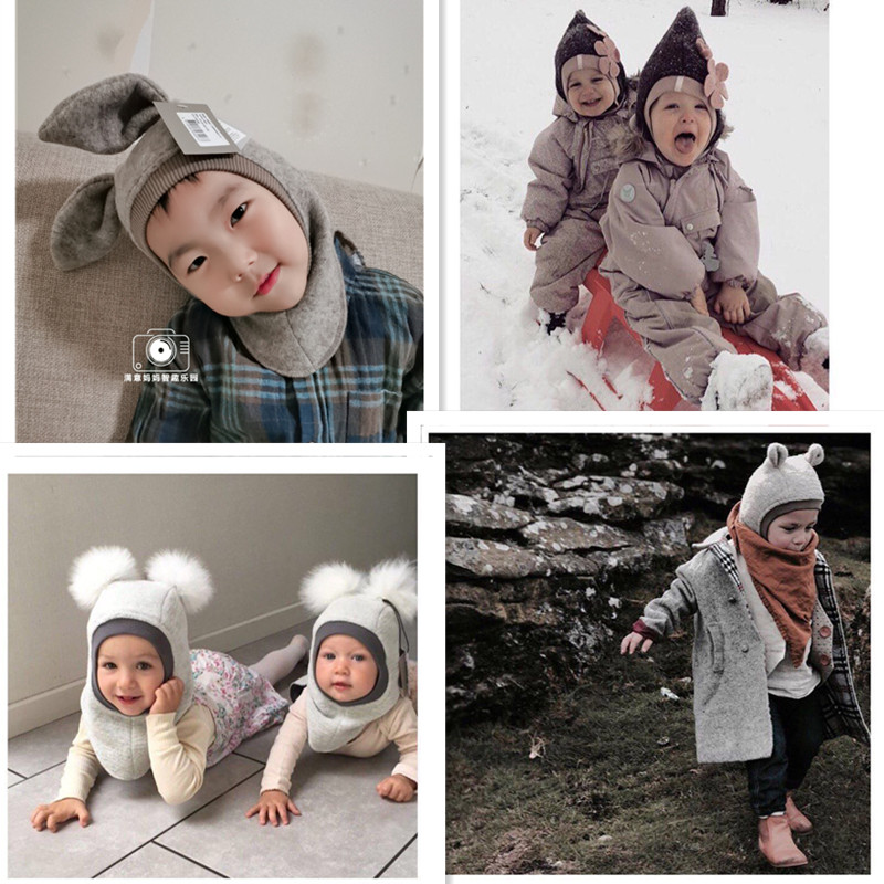 Danish Huttelihut male and female baby wool woolen hair polo neck guard neck warm hat