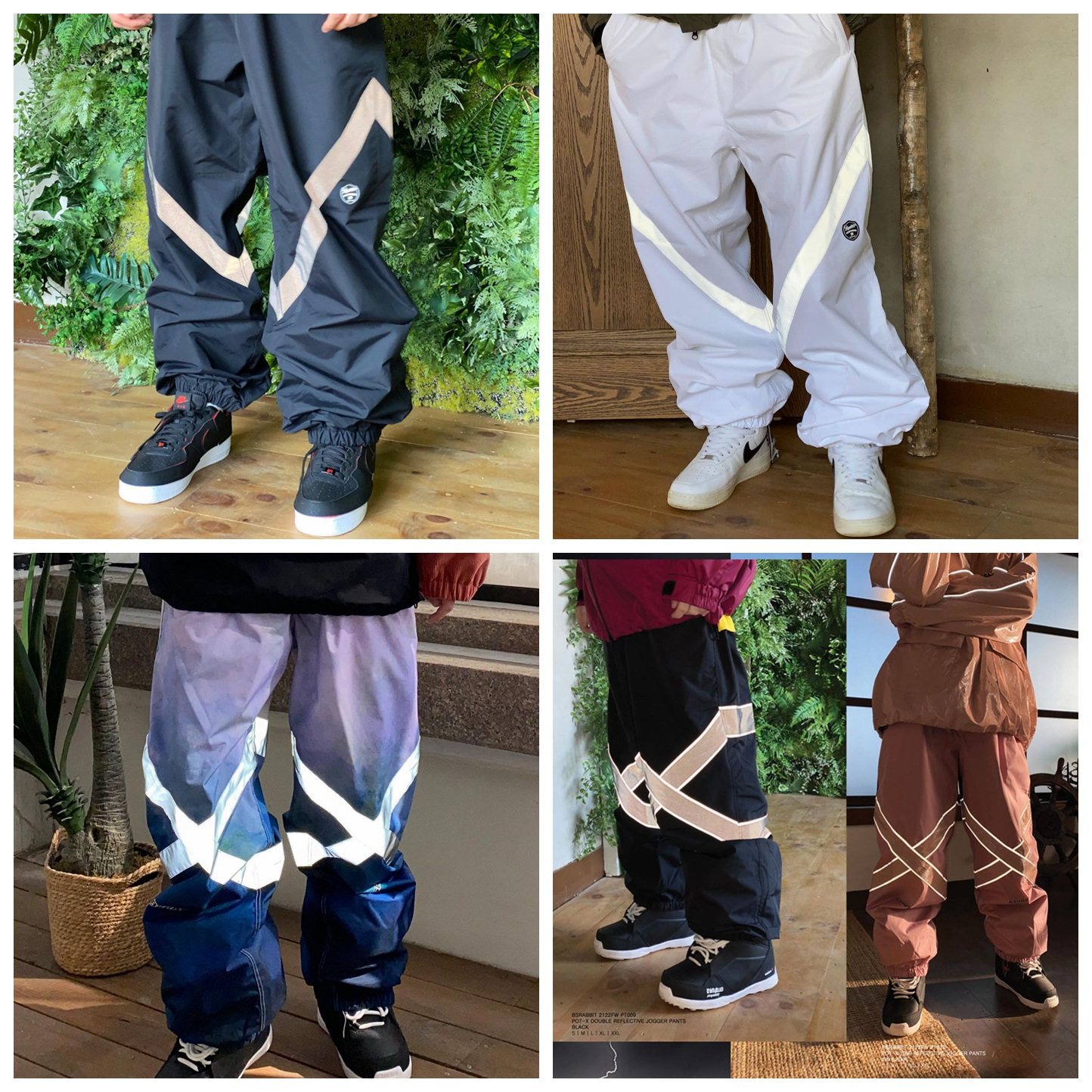 Korea bsr ski pants bsrabbit ski suit men and women reflective X veneer warm breathable windproof waterproof