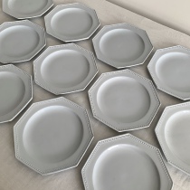 Vintage Middle-aged French Montereau Cream Blue star anise plate Dessert plate