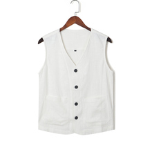 Men's linen vest Chinoiserie vintage top for middle-aged and elderly summer thin cotton linen waistcoat V-neck cardigan