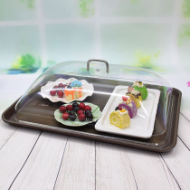 Hotel restaurant tray Rectangular plastic non-slip serving food delivery with lid Transparent food dust cover Dish transfer plate