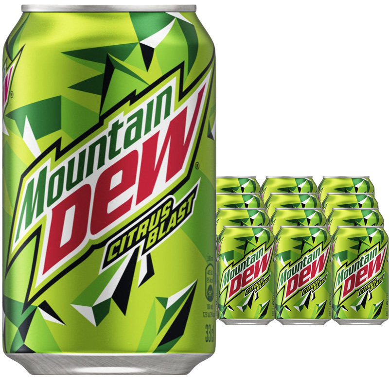 進口歐洲版Mountain DEW激浪汽水330ml*24罐丹麥進口百事可樂出品