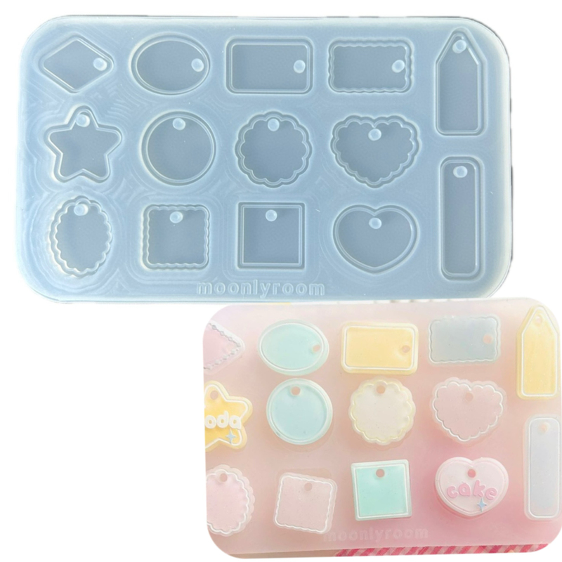 DIY Handmade Hanging Hole Tag Accessories Mold Resin Uv Crystal Glue Keychain Mini Pendant Silicone Mold