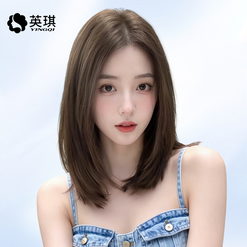 Yingqi Wig for Women, Elegant Medium-Length Collarbone Hair, New Style, Hand-Weaved Lace, Seamless, Fluffy, Natural, Full Real Hair, Full Head Wig Yingqi Wig for Women, Elegant Medium-Length Collarbone Hair, New Style, Hand-Weaved Lace, Seamless, Fluffy, Natural, Full Real Hair, Full Head Wig