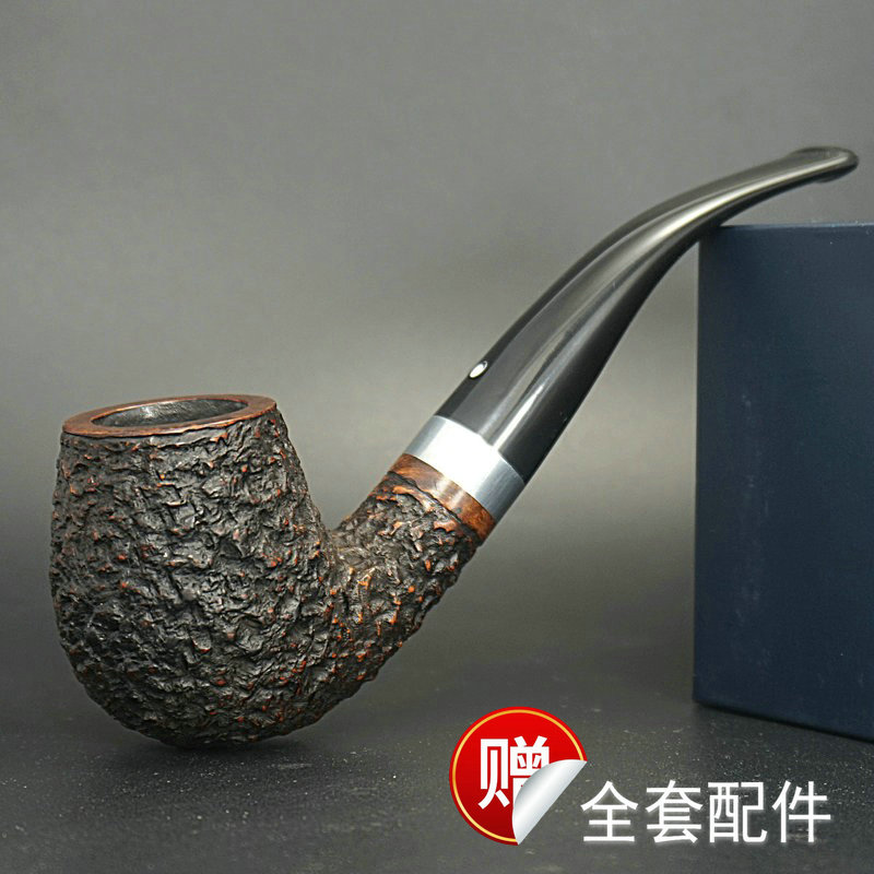 イタリア輸入PIPELINログ未塗装ヘザールートパイプ伝統的な湾曲フィルター昔ながらのメンズ無垢材