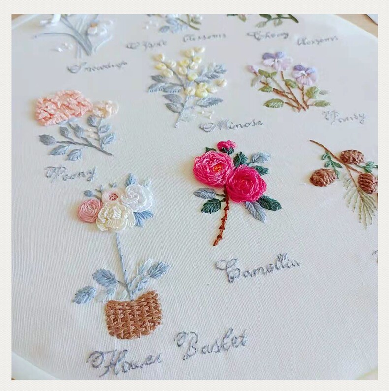 Light summer hand (embroidery garden) flower needle method embroidery DIY material bag new hand practice home decoration painting