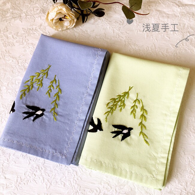 (Double Feiyan) Yanzi pure cotton handmade embroidered handkerb DIY material bag finished embroidered couple graduation gift