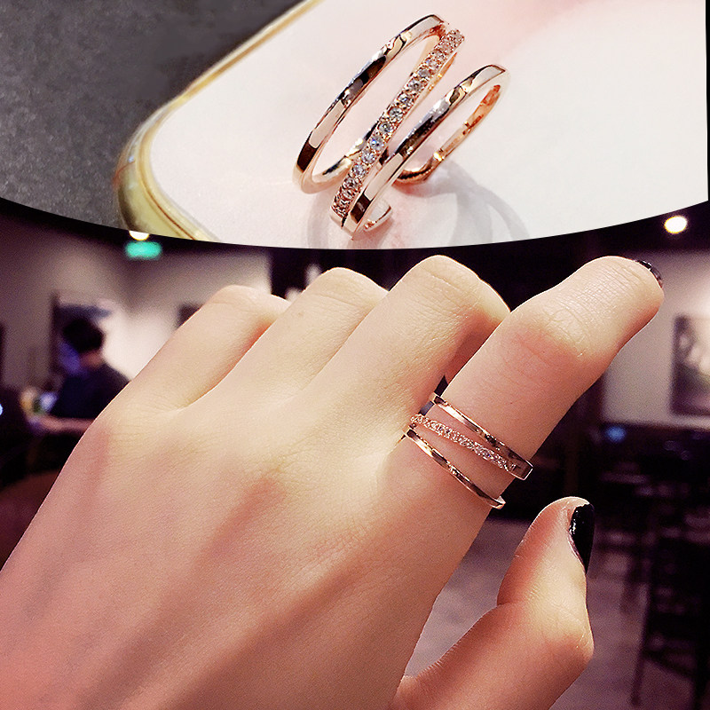 Hong Kong high-end open ring women's fashion personality index finger ins tide zhao cai ring net red cold wind circle commuting