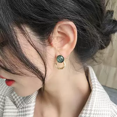 Korean earrings 2021 New Tide earrings New Tide 925 silver needle retro Hong Kong style female simple temperament earrings