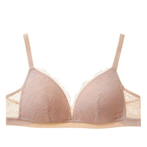 Triangle Cup French sexy lace without steel ring bra cup small thin big chest gather beauty back womens underwear