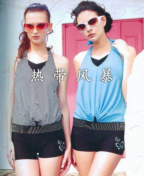 Clear Cabin Special Cabinet Wadei Conservative Rag Swimsuit Swimsuit Woman Two-piece Flat Angle 91230 Black And White Strips 91223 Blue