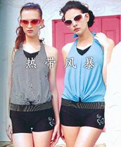 Clear Cabin Special Cabinet Wadeth Conservative Smear Swimsuit Woman Split Flat Angle 91230 Black And White Strips 91223 Blue