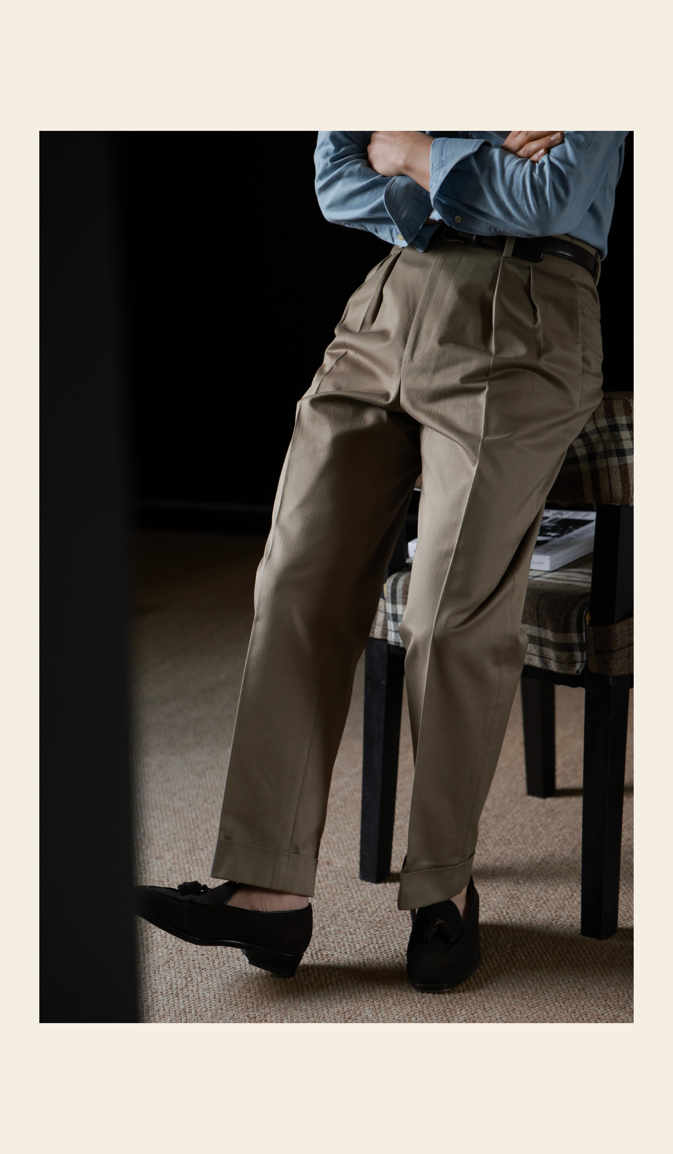 UG мужской иморт из японии узкий Разбросанный тяжеловес хлопок "Керамика земля елочка принт «Старые деньги Голливуда» талия брюки 