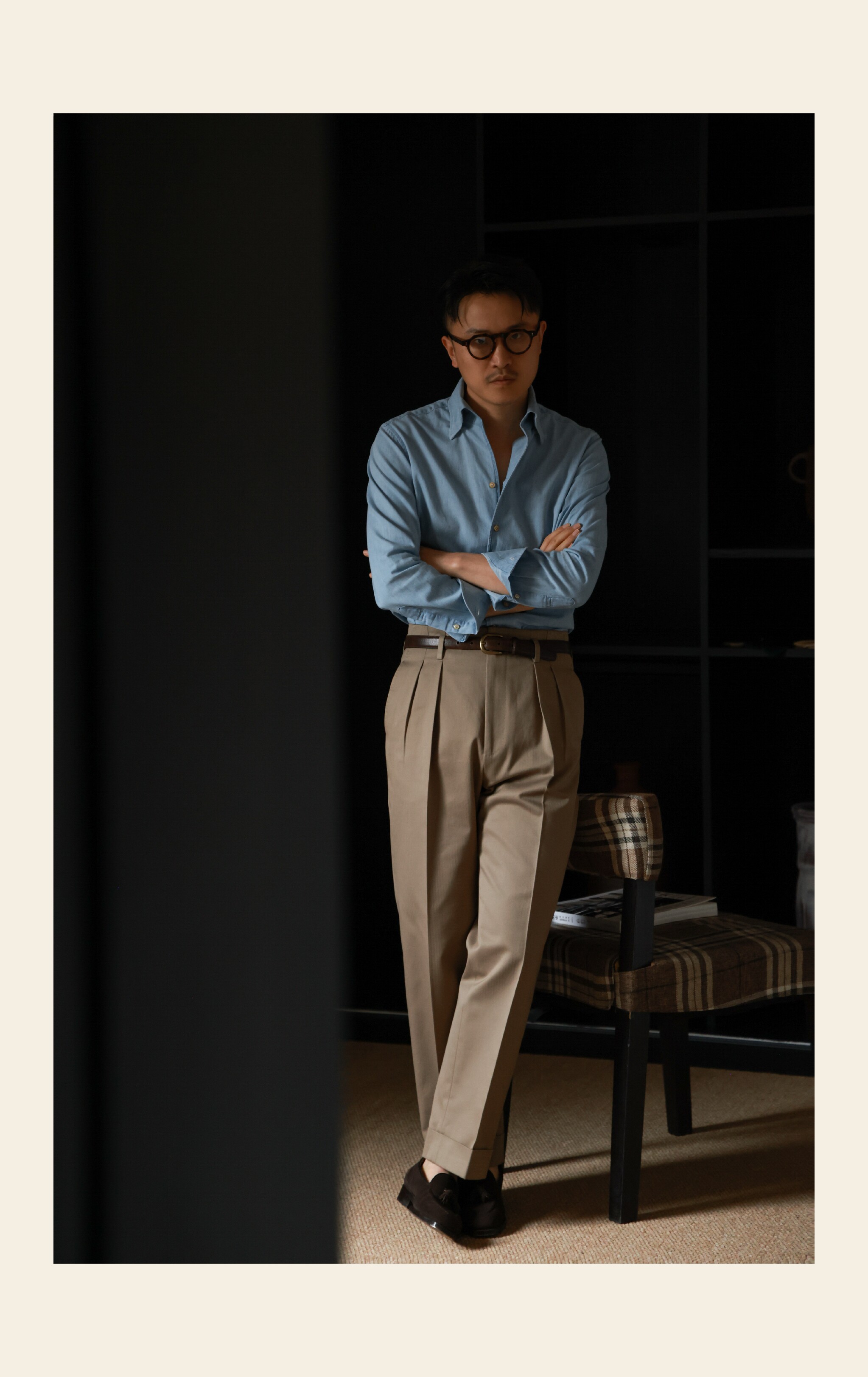 UG мужской иморт из японии узкий Разбросанный тяжеловес хлопок "Керамика земля елочка принт «Старые деньги Голливуда» талия брюки 