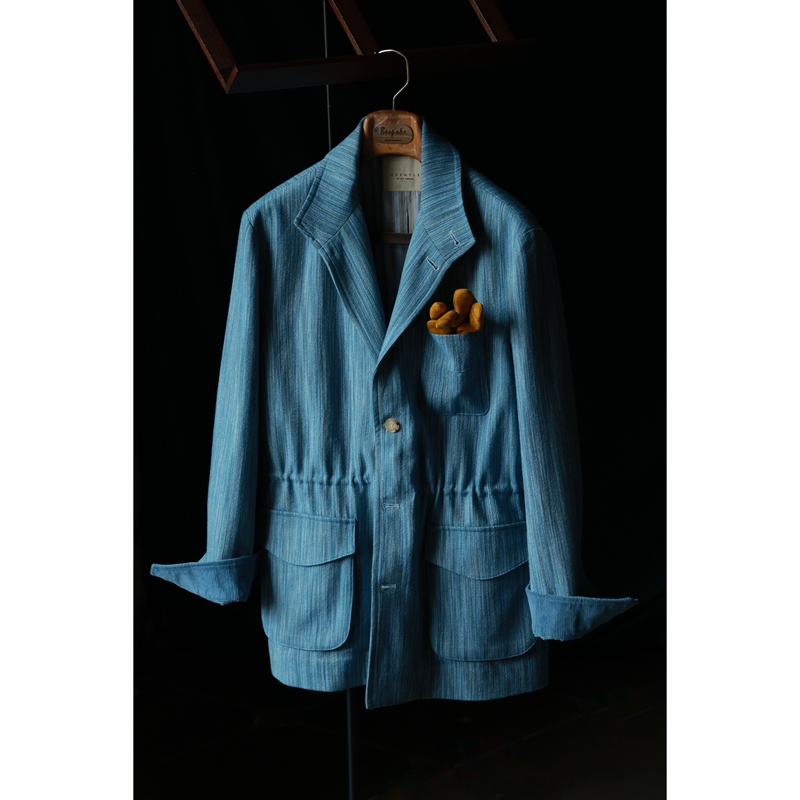 Ug City Wild Series'Picasso Blue' Wool and Linen Blend Teba Spanish Outdoor Craftsmanship Jacket Ug City Wild Series'Picasso Blue' Wool and Linen Blend Teba Spanish Outdoor Craftsmanship Jacket