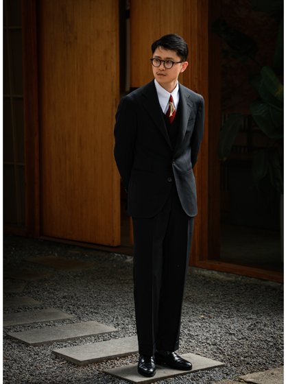 UGENTLE男装 全羊毛高定工艺 雅致黑 意式复古那不勒斯高腰男西裤