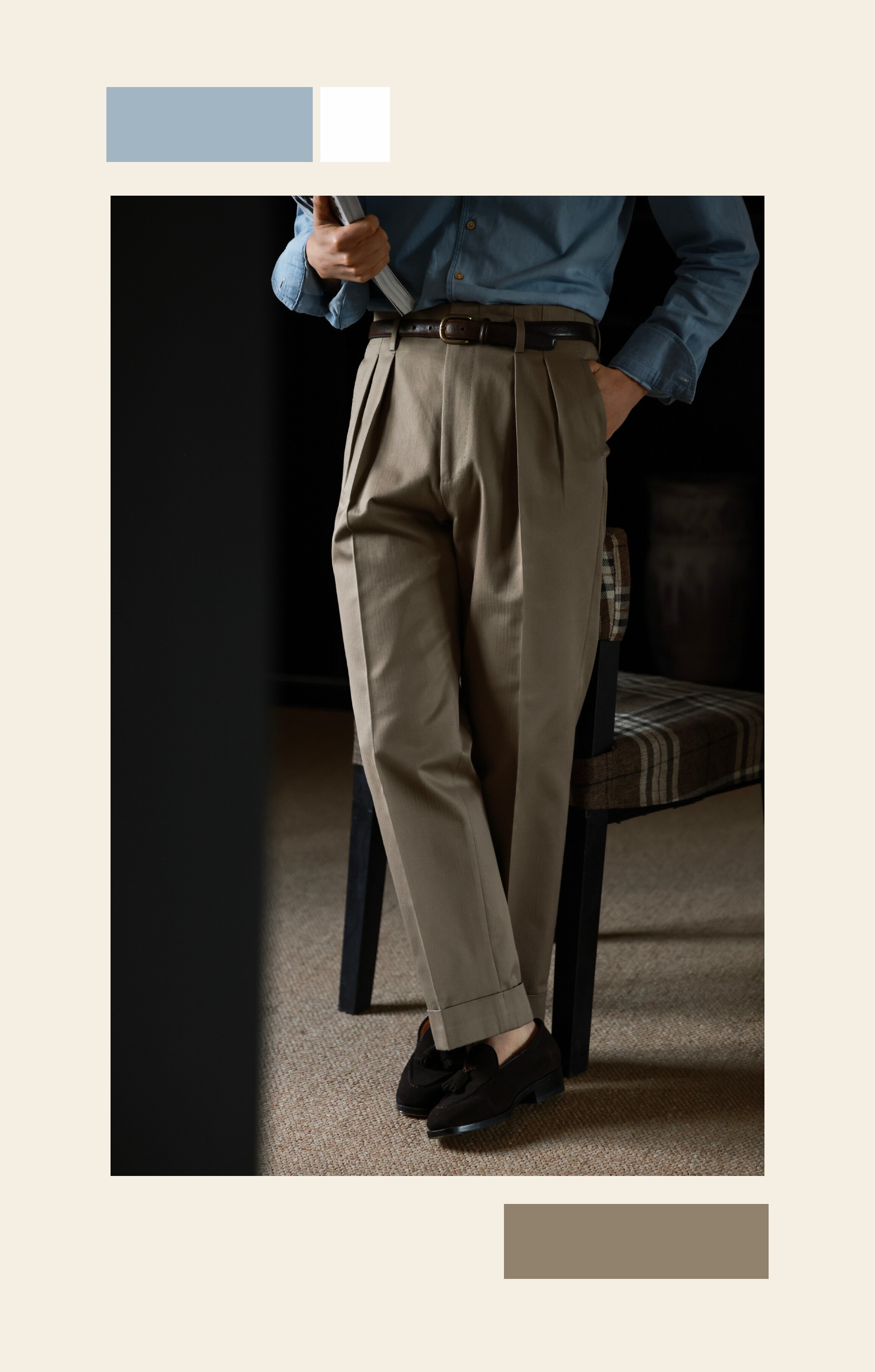 UG мужской иморт из японии узкий Разбросанный тяжеловес хлопок "Керамика земля елочка принт «Старые деньги Голливуда» талия брюки 