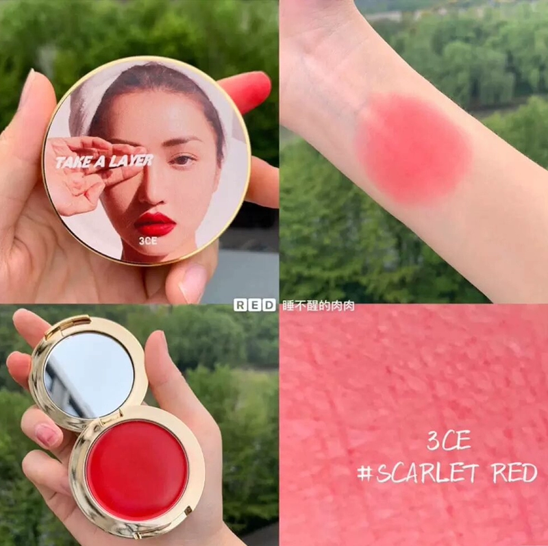 Korea TAKE A LAYER Eye Shadow Blush Kem trang điểm đa chức năng 3CE Coral Morning Skinny - Blush / Cochineal