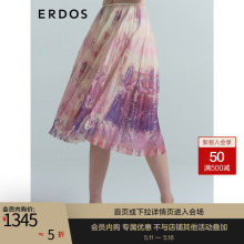 ERDOS Women's Spring/Summer Breathable Mesh Fabric A-shaped Half Skirt Colorful Pleated Skirt Fashionable and Advanced