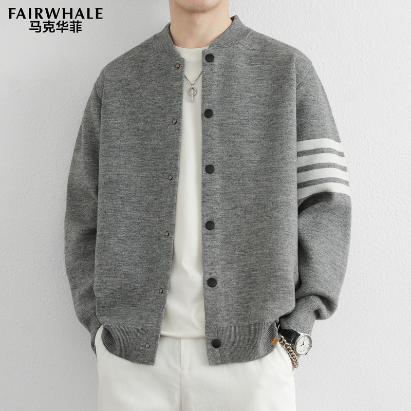 Mark Huafei Knitted Cardigan Sweater for Men, New Trendy and Stylish Solid Color Versatile Casual Loose Jacket for Spring and Autumn Mark Huafei Knitted Cardigan Sweater for Men, New Trendy and Stylish Solid Color Versatile Casual Loose Jacket for Spring and Autumn