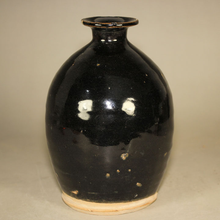 明代磁州窯黑釉梅瓶插花器酒壺老窯瓷酒具老瓷器陳設擺件古董古玩-淘寶