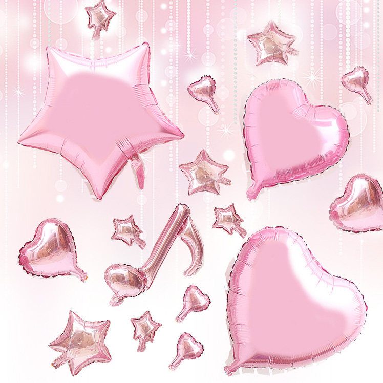 Pearl powder five-pointed star heart-shaped hook aluminum film balloon proposal wedding room first birthday party decoration arrangement special offer