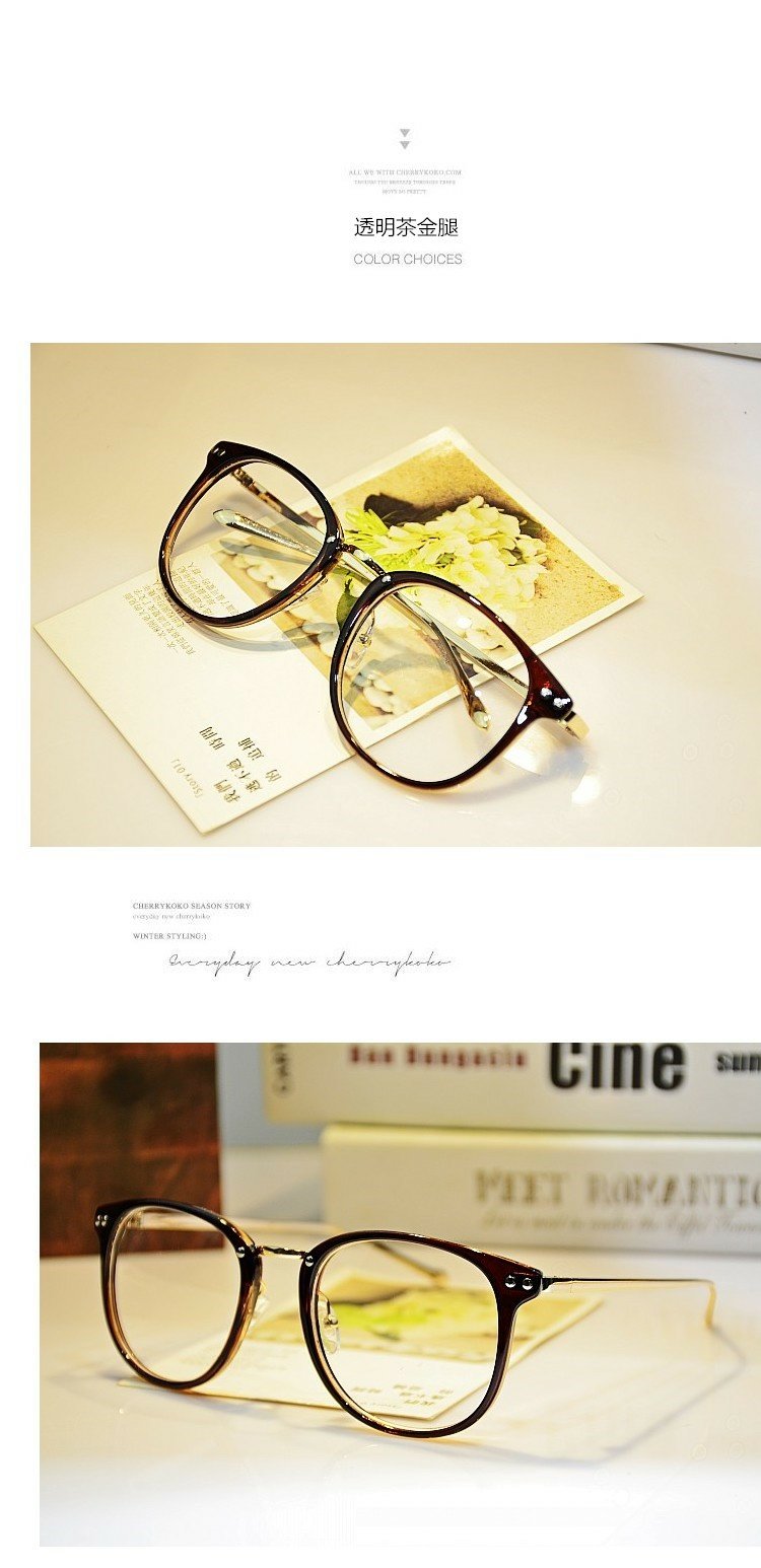 Phiên bản Hàn Quốc của kính gọng tròn thủy tinh retro khung nữ khung lớn nam hoang dã Khung phẳng có thể được trang bị kính chống bức xạ kính thời trang