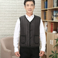 [Đặc biệt hàng ngày] mùa đông cộng với nhung trung niên dày vest vest vest nam áo khoác thu đông