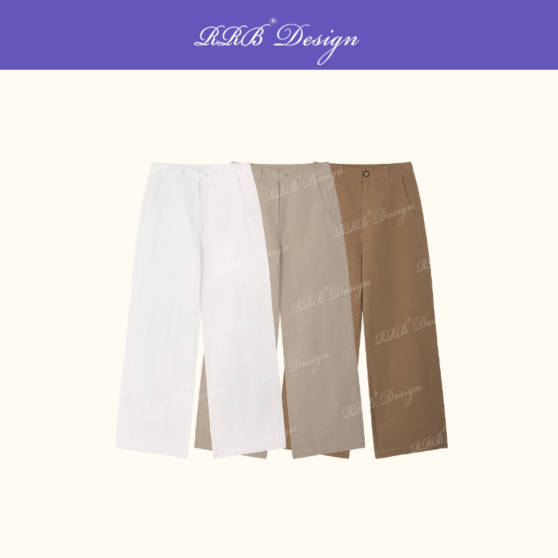 Rrb Design's "Tailored Pants" Imported Pima Cotton Linen Washed Straight-Leg Casual Pants with Curved Waist Rrb Design's "Tailored Pants" Imported Pima Cotton Linen Washed Straight-Leg Casual Pants with Curved Waist