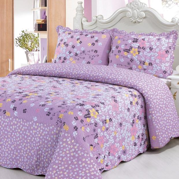 vườn bông bông Quilt Hàn Quốc nhỏ giường bông hoa bao gồm điều hòa không khí vào mùa hè và mát vào mùa hè lanh viên ba mảnh - Trải giường ga trải giường 1m2