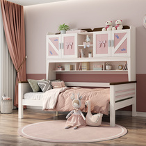 All solid wood childrens bed girl bed princess bed pink single bed 1 2 meters Nordic wardrobe bed integrated small apartment