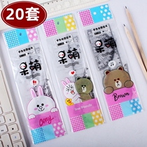 Cartoon Animal Transparent Sleeve Ruler Child Elementary School Student Painting Ruler 4 pieces set Triangle plate Ruler Protractor