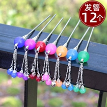 Children Ethnic Wind Headwear Pearls Hairpin Colored Beads Pendant Hairpin Subpan Hair Accessories Retro Headwear Contact Pin