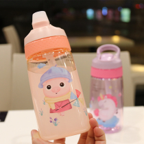 Portable handle design children plastic cup Primary School students male and female cartoon creative duckbill drinking suction tube Cup Milk Cup