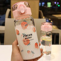 ins Wind Strawberry Girl heart straight drink drink cup creative heat-resistant High Borosilicate Glass trend cup fresh