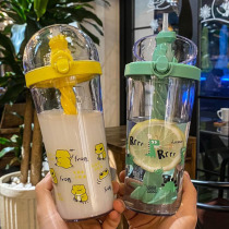 Manual mixing cup creative trembles same student plastic cup childrens household water Cup cute large capacity suction tube Cup