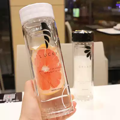 Double-layer insulated glass with tea compartment business male lady car water Cup student portable water Cup