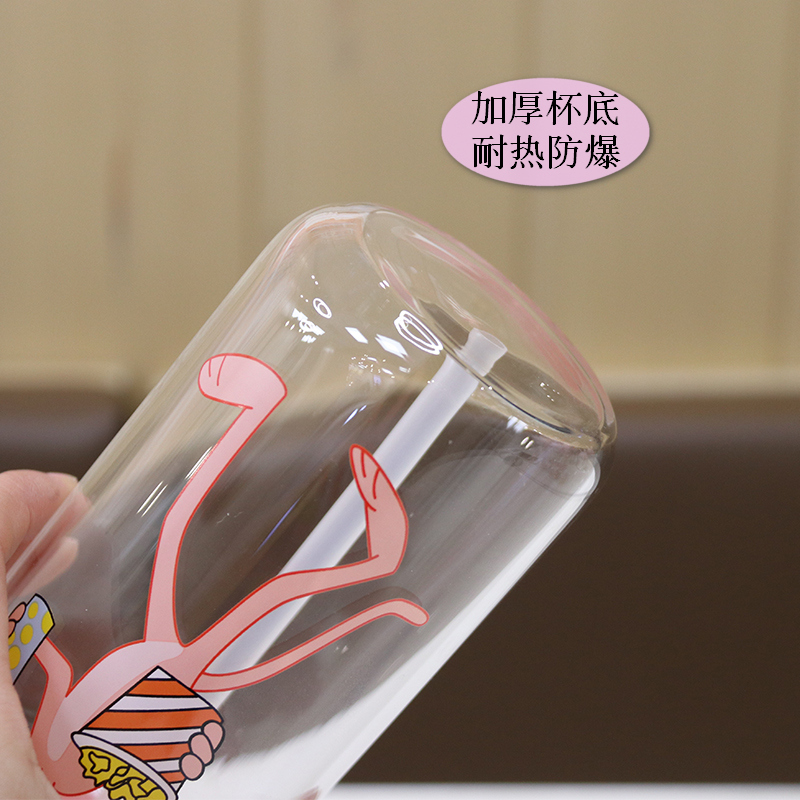 Hồng nhỏ tươi dễ thương trái tim cô bé nghịch ngợm cốc thủy tinh sippy cốc dành cho người lớn phụ nữ mang thai chống cháy nổ cốc sữa bình giữ nhiệt lock&lock 450ml