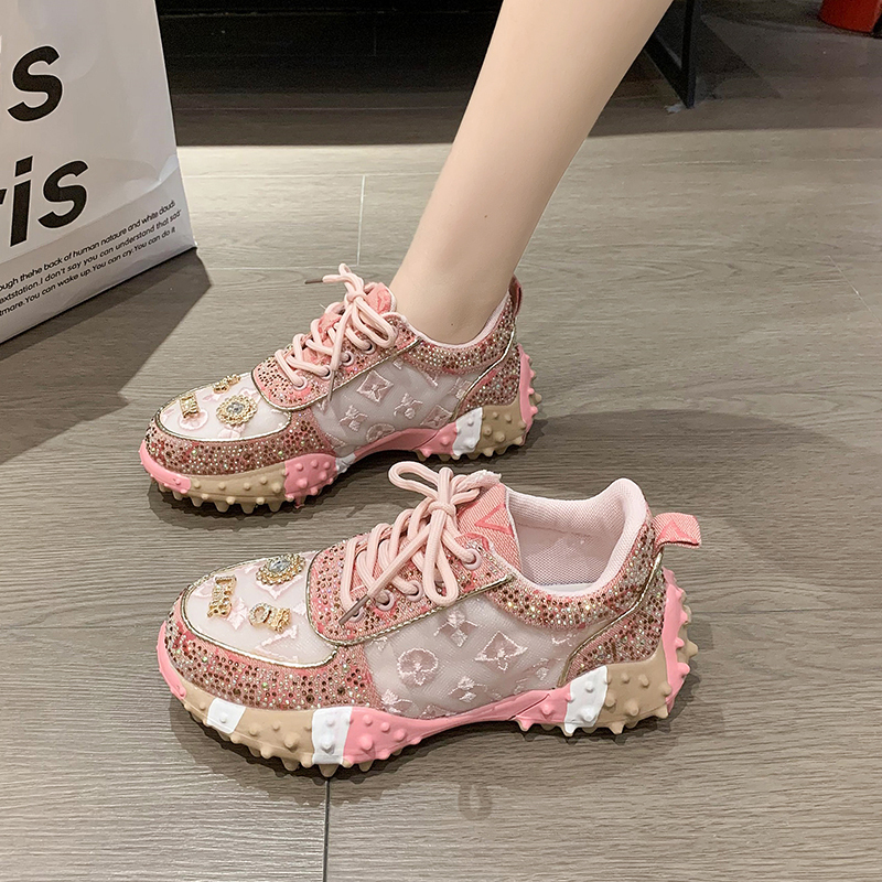 European Style Women's Shoes, Durian Shoes, Trendy 2026 New Spring Mesh Breathable Heavy-Duty Rhinestone Sports Dad Shoes European Style Women's Shoes, Durian Shoes, Trendy 2026 New Spring Mesh Breathable Heavy-Duty Rhinestone Sports Dad Shoes