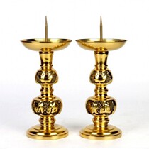 Pure copper candle holder Buddha Hall household for the Buddha God of wealth Xian family ancestors Ghee lamp holder for the lamp Lucky needle candlestick