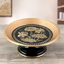 Taiwan pure copper gold silk bronze sculpture two-color lotus fruit plate Buddha Hall household worship fruit plate Tribute plate for plate Fruit basket holder