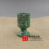 Antique made old old Xiu jade wine glass tea cup relief milk nail tattooyware small pendulum piece high 6 5cm