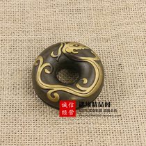 Antique made old pure copper brass tiger brace with gold double sided relief flying dragon Traditional Chinese Medicine Tour Medical Sul Bell Ancient Play