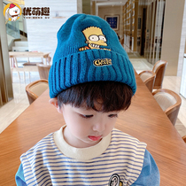 Baby hat autumn and winter boys handsome childrens wool hat cute super cute Korean trend winter children knitted hat