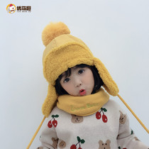 Baby earrings autumn and winter girls thick warm boys Lei Feng hats childrens hats scarves winter windproof