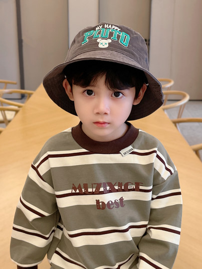 Children's hats autumn and winter boys' fisherman hats girls autumn sun protection sun hats large brim windproof baby hats