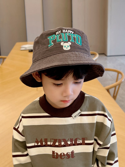 Children's hats autumn and winter boys' fisherman hats girls autumn sun protection sun hats large brim windproof baby hats
